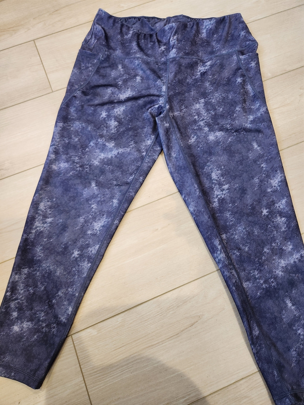 Dark Blue Marble Print Athletic Leggings